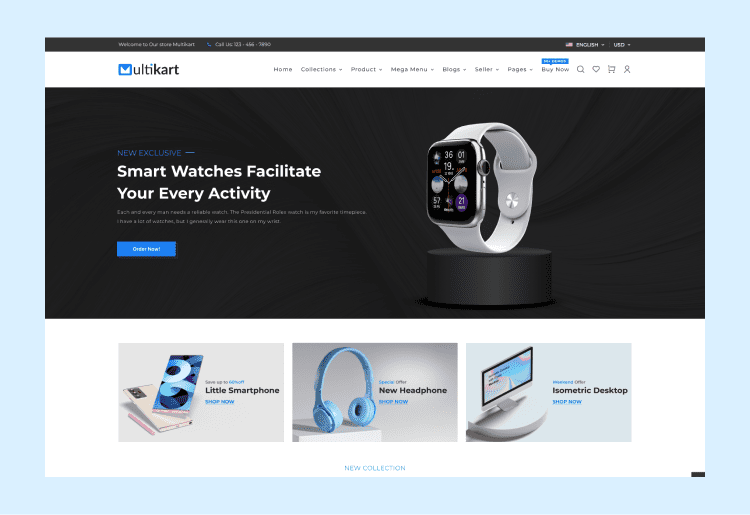 Electronics storefront template preview