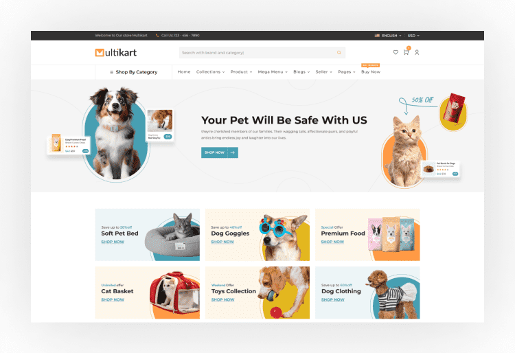Pet storefront template preview